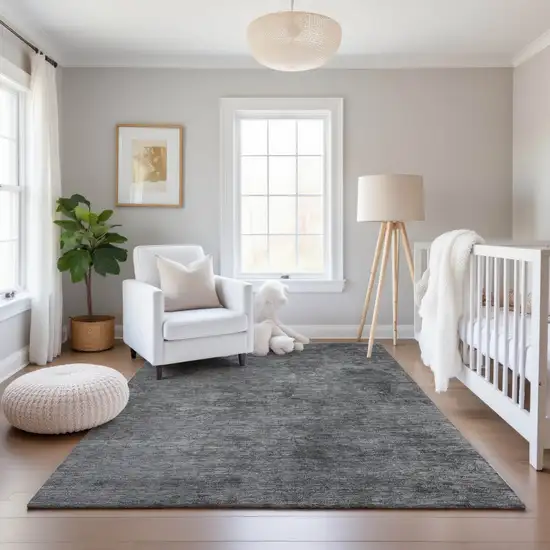 Gray And Charcoal Abstract Washable Area Rug With UV Protection Photo 5