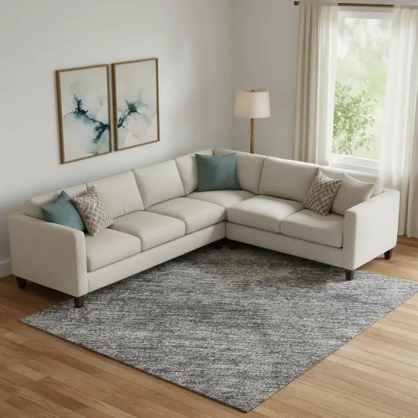 Gray And Charcoal Abstract Washable Area Rug With UV Protection Photo 2