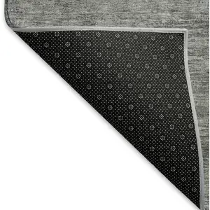 Photo of Gray And Charcoal Abstract Washable Area Rug With UV Protection