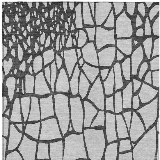 Gray And Charcoal Abstract Washable Indoor Outdoor Area Rug Photo 5