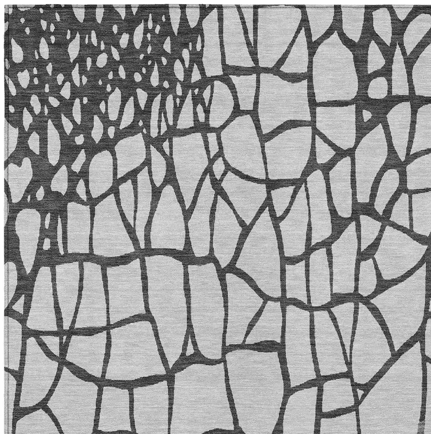Gray And Charcoal Abstract Washable Indoor Outdoor Area Rug Photo 5
