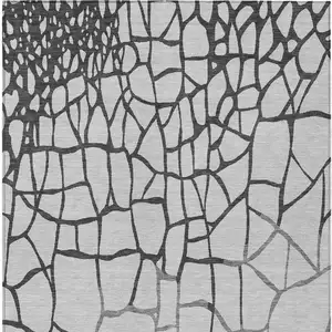 Photo of Gray And Charcoal Abstract Washable Indoor Outdoor Area Rug