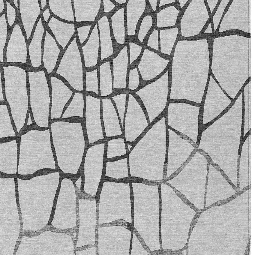 Gray And Charcoal Abstract Washable Indoor Outdoor Area Rug Photo 5