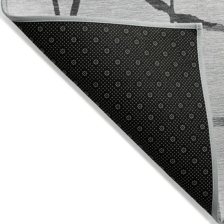 Gray And Charcoal Abstract Washable Indoor Outdoor Area Rug Photo 4