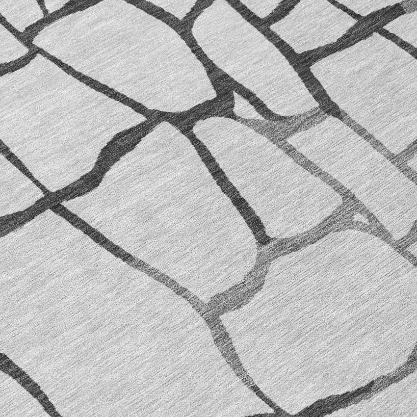 Gray And Charcoal Abstract Washable Indoor Outdoor Area Rug Photo 8