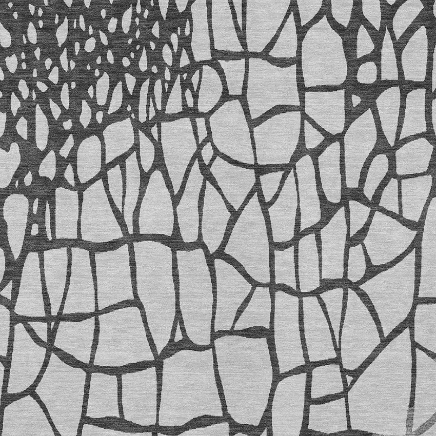 Gray And Charcoal Abstract Washable Indoor Outdoor Area Rug Photo 5