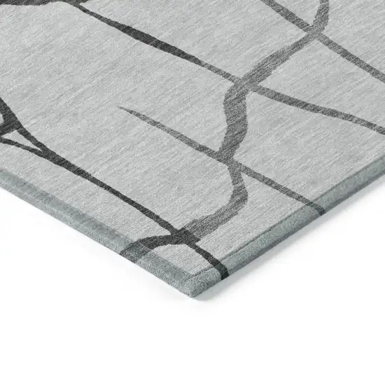 Gray And Charcoal Abstract Washable Indoor Outdoor Area Rug Photo 3