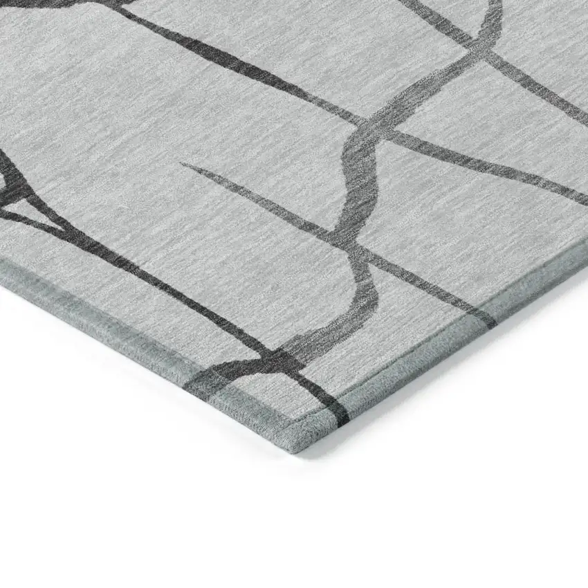 Gray And Charcoal Abstract Washable Indoor Outdoor Area Rug Photo 3