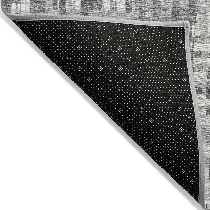 Gray And Charcoal Abstract Washable Indoor Outdoor Area Rug Photo 3