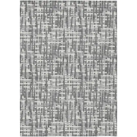 Gray And Charcoal Abstract Washable Indoor Outdoor Area Rug Photo 2
