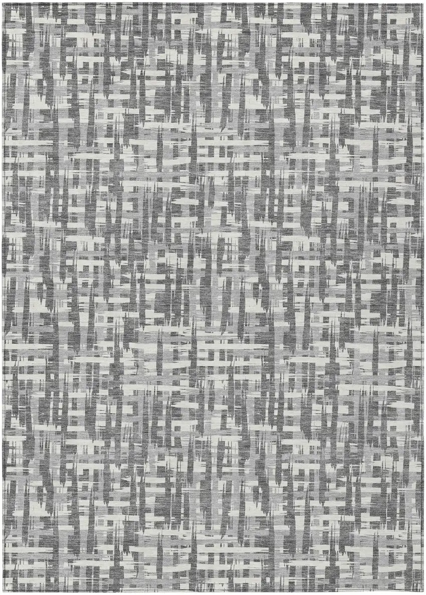 Gray And Charcoal Abstract Washable Indoor Outdoor Area Rug Photo 2
