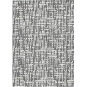 Photo of Gray And Charcoal Abstract Washable Indoor Outdoor Area Rug