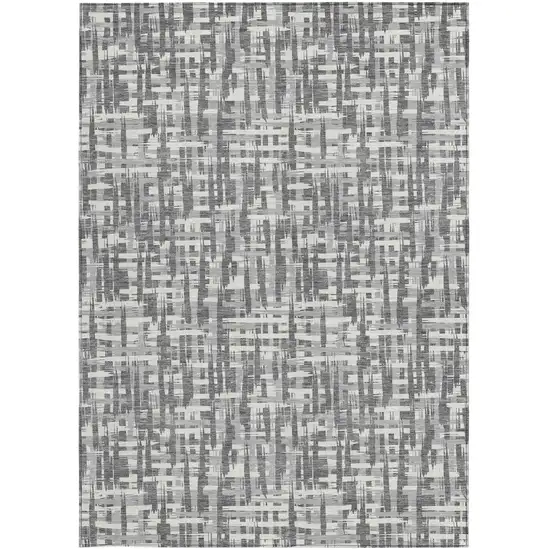 Gray And Charcoal Abstract Washable Indoor Outdoor Area Rug Photo 6