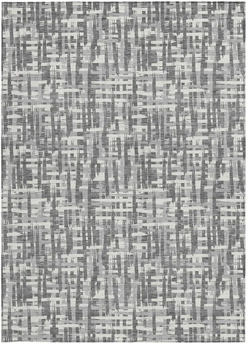 Gray And Charcoal Abstract Washable Indoor Outdoor Area Rug Photo 6