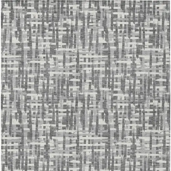 Gray And Charcoal Abstract Washable Indoor Outdoor Area Rug Photo 5
