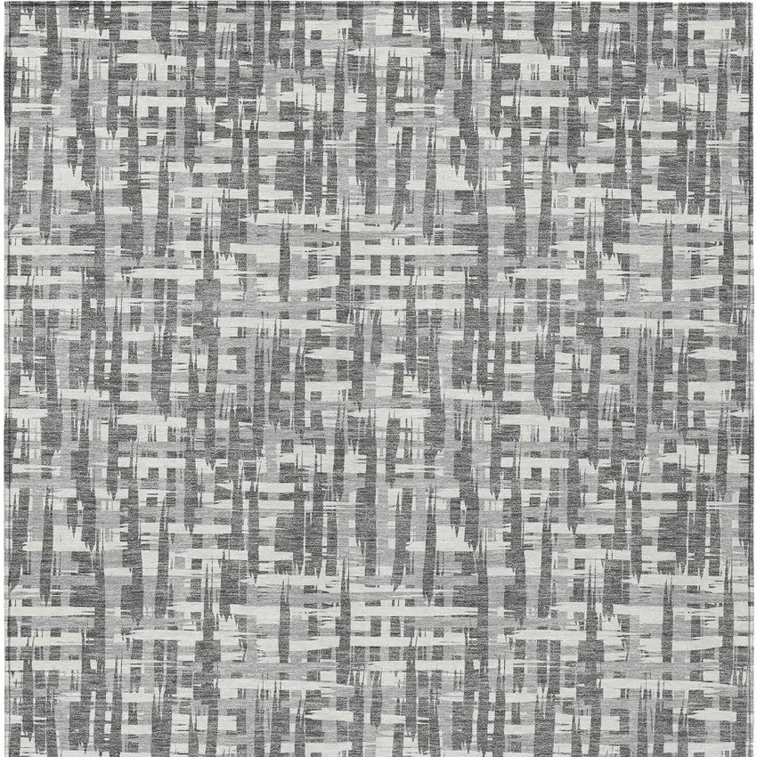 Gray And Charcoal Abstract Washable Indoor Outdoor Area Rug Photo 5