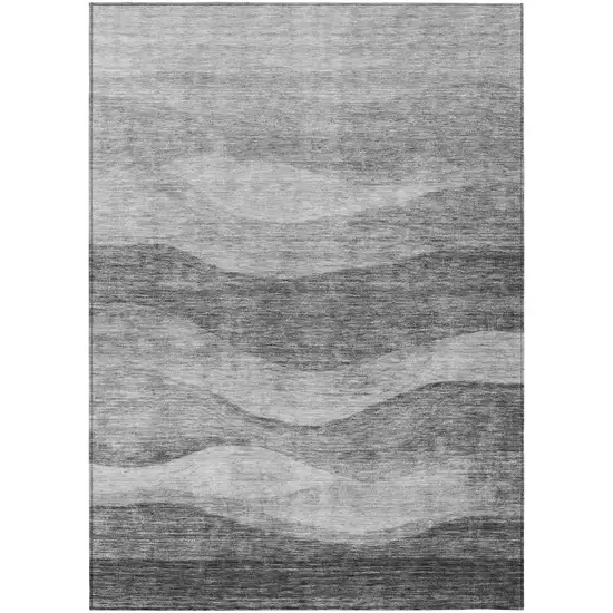 Gray And Charcoal Abstract Washable Indoor Outdoor Area Rug Photo 2