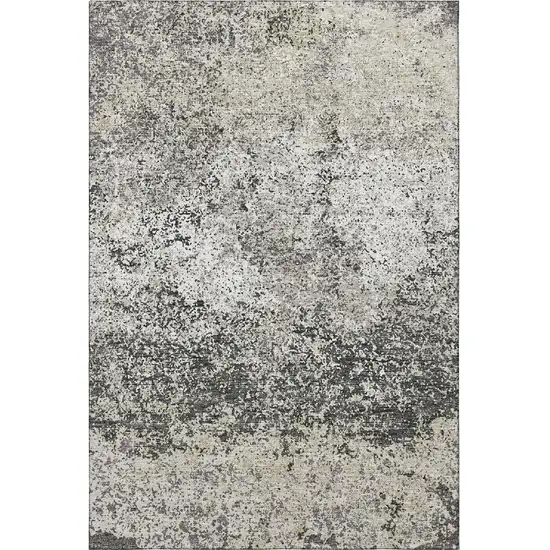 Gray And Charcoal Abstract Washable Indoor Outdoor Area Rug Photo 4