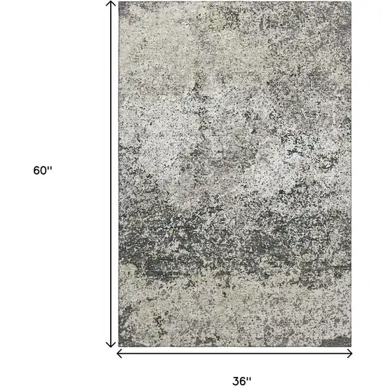 Gray And Charcoal Abstract Washable Indoor Outdoor Area Rug Photo 3