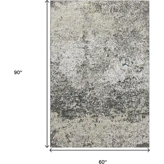 Gray And Charcoal Abstract Washable Indoor Outdoor Area Rug Photo 3