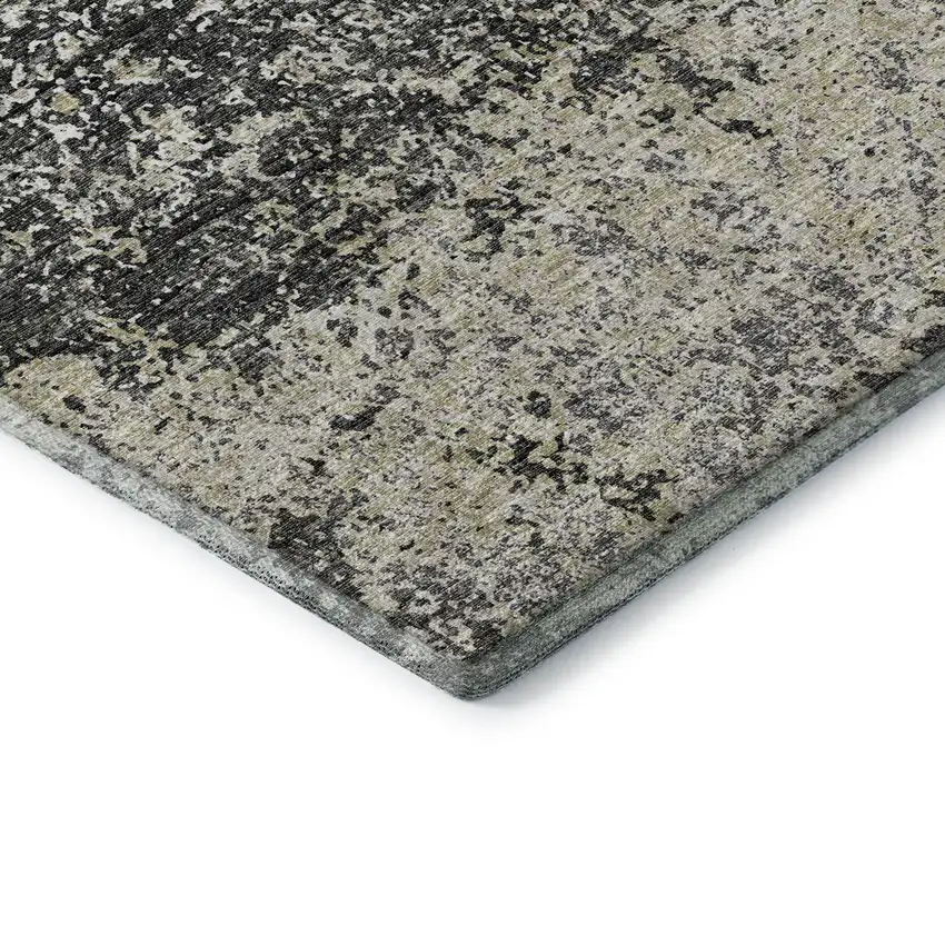 Gray And Charcoal Abstract Washable Indoor Outdoor Area Rug Photo 4