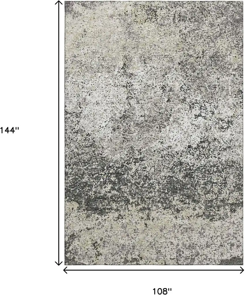 Gray And Charcoal Abstract Washable Indoor Outdoor Area Rug Photo 3