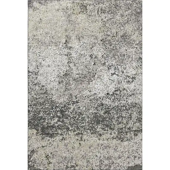 Gray And Charcoal Abstract Washable Indoor Outdoor Area Rug Photo 2