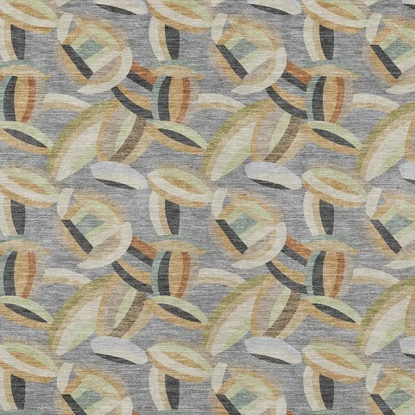 Gray And Charcoal Abstract Washable Indoor Outdoor Area Rug Photo 2