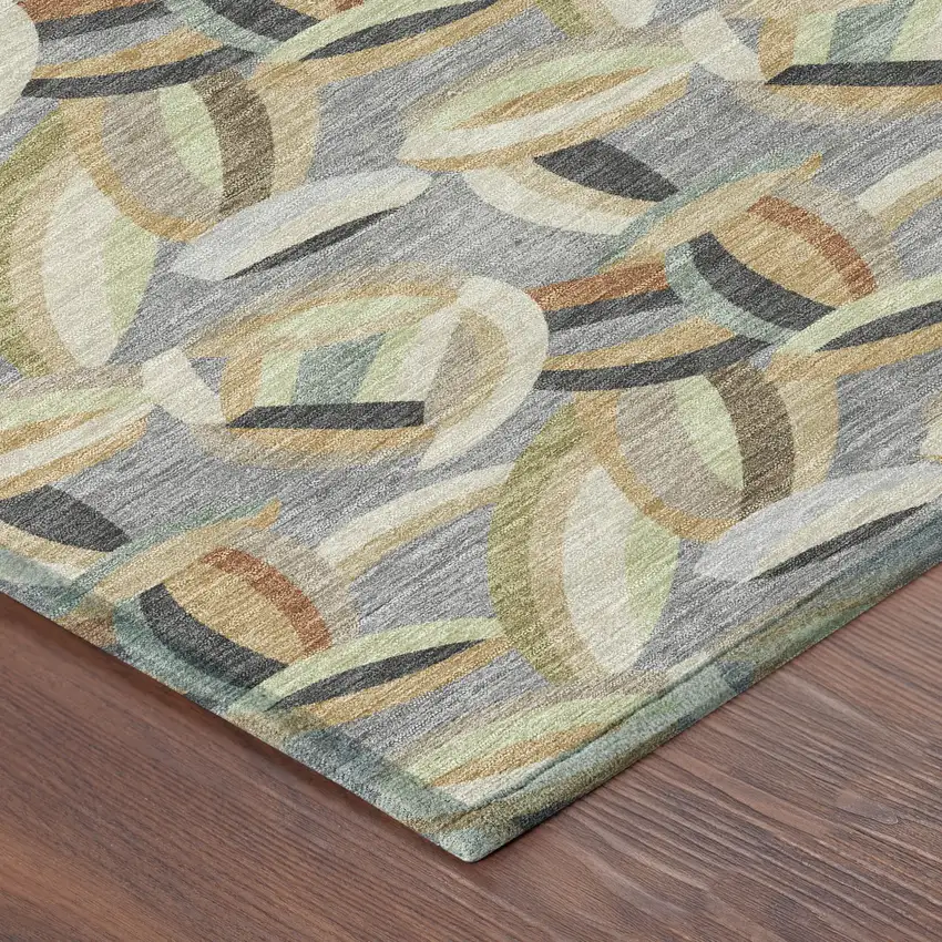 Gray And Charcoal Abstract Washable Indoor Outdoor Area Rug Photo 8