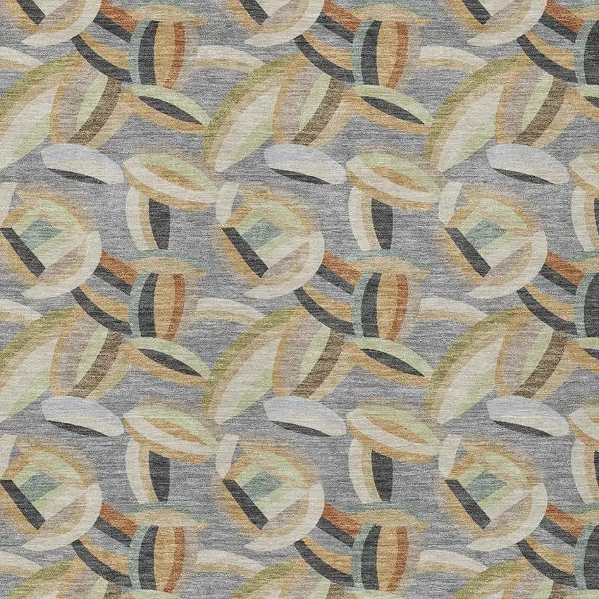 Gray And Charcoal Abstract Washable Indoor Outdoor Area Rug Photo 2