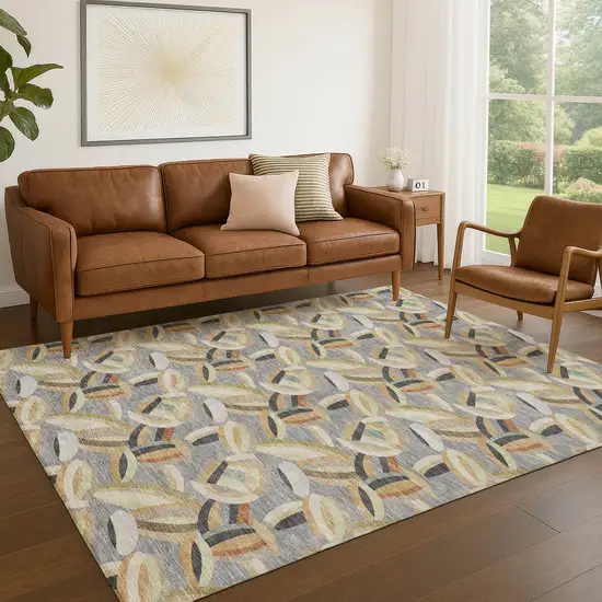 Gray And Charcoal Abstract Washable Indoor Outdoor Area Rug Photo 5