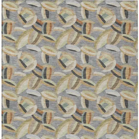 Gray And Charcoal Abstract Washable Indoor Outdoor Area Rug Photo 3
