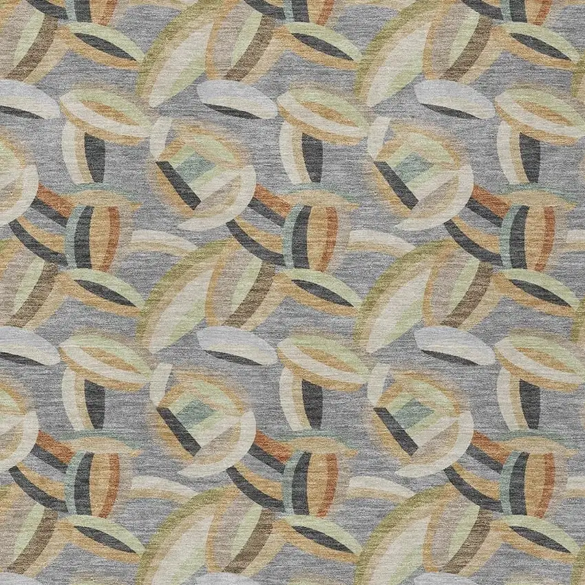 Gray And Charcoal Abstract Washable Indoor Outdoor Area Rug Photo 2