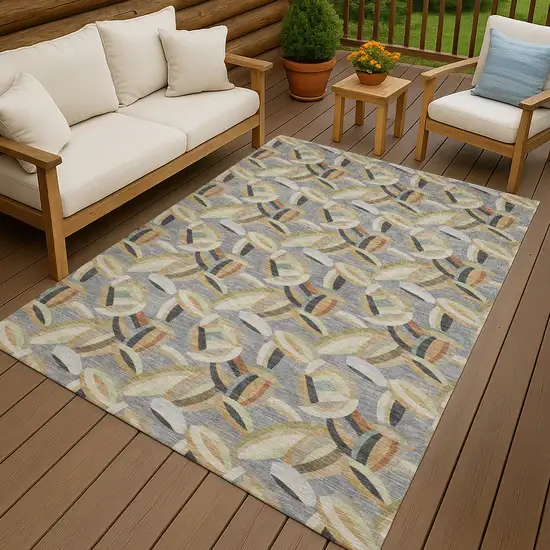 Gray And Charcoal Abstract Washable Indoor Outdoor Area Rug Photo 4