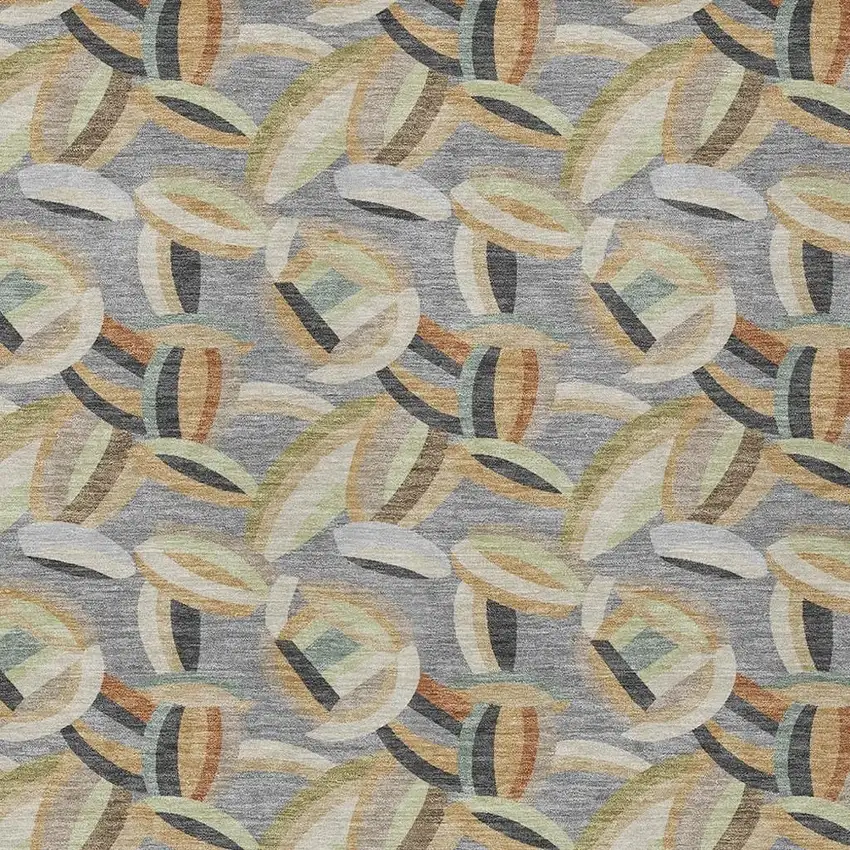 Gray And Charcoal Abstract Washable Indoor Outdoor Area Rug Photo 2