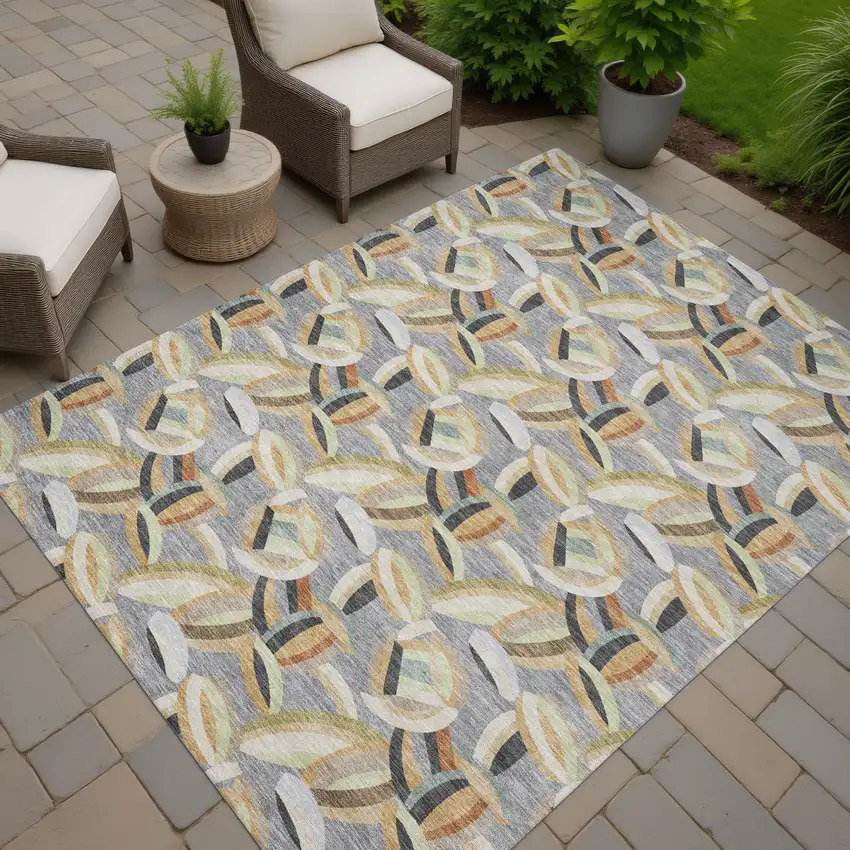 Gray And Charcoal Abstract Washable Indoor Outdoor Area Rug Photo 7