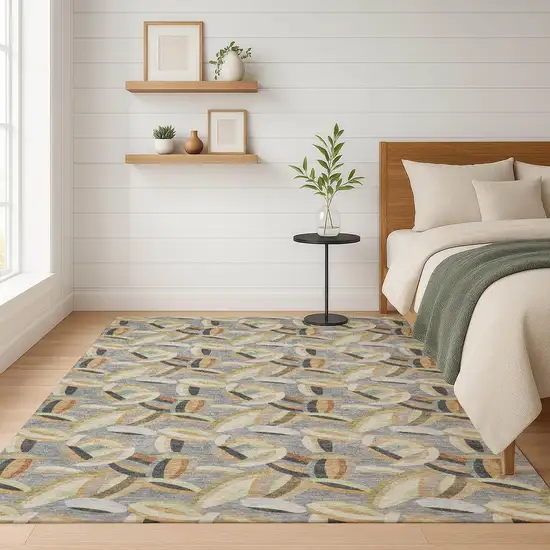 Gray And Charcoal Abstract Washable Indoor Outdoor Area Rug Photo 6