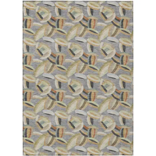 Gray And Charcoal Abstract Washable Indoor Outdoor Area Rug Photo 1