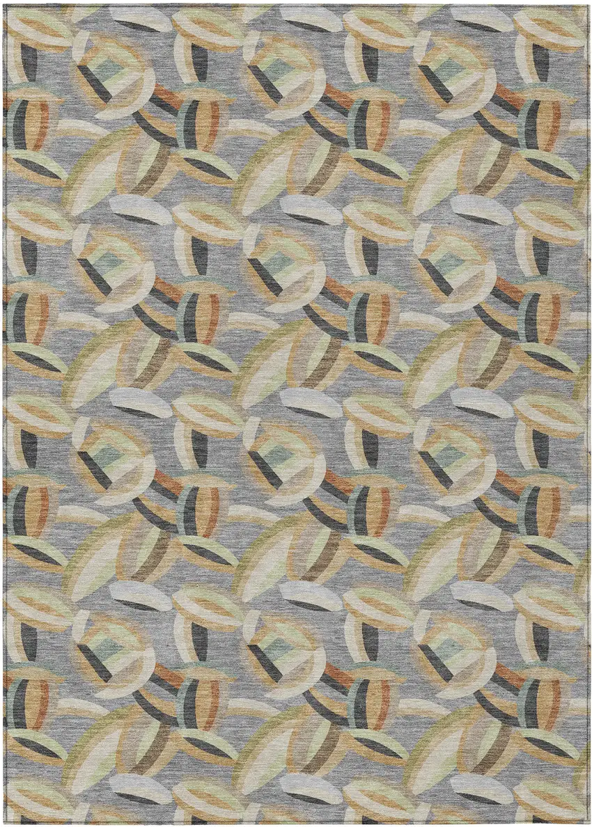 Gray And Charcoal Abstract Washable Indoor Outdoor Area Rug Photo 1