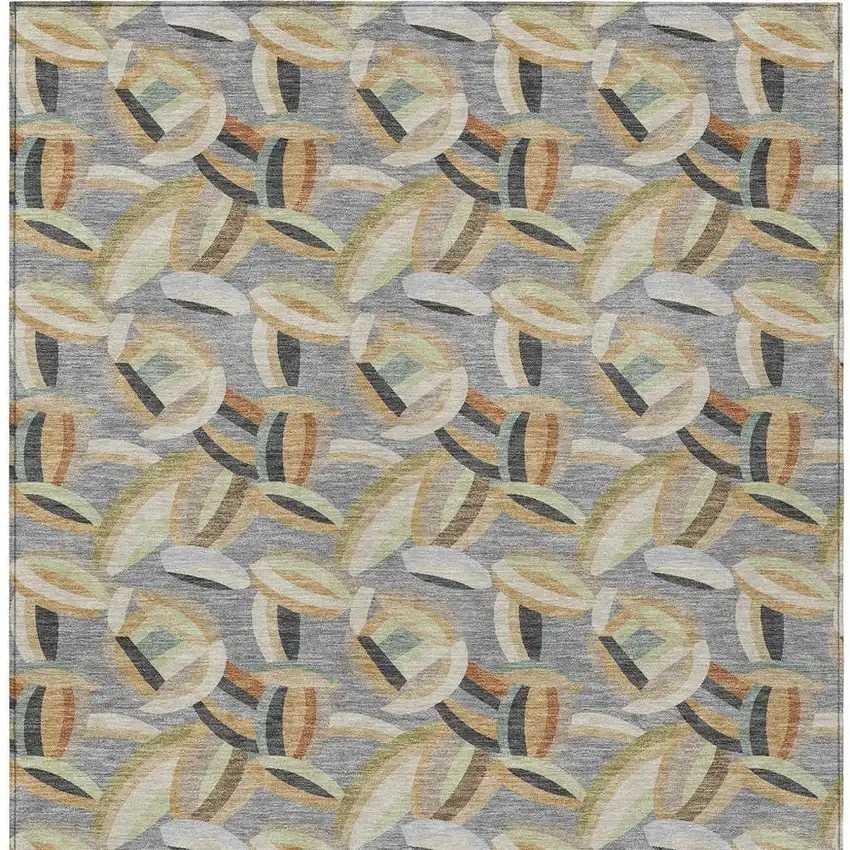 Gray And Charcoal Abstract Washable Indoor Outdoor Area Rug Photo 3