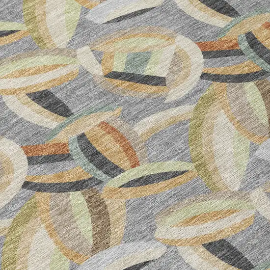 Gray And Charcoal Abstract Washable Indoor Outdoor Area Rug Photo 9