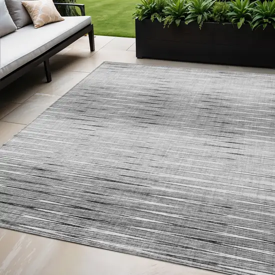 Gray And Charcoal Abstract Washable Indoor Outdoor Area Rug Photo 1