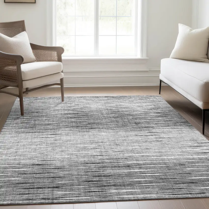 Gray And Charcoal Abstract Washable Indoor Outdoor Area Rug Photo 9