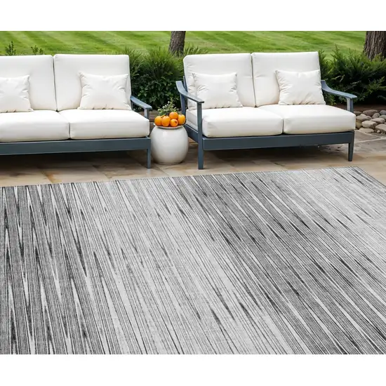 Gray And Charcoal Abstract Washable Indoor Outdoor Area Rug Photo 1