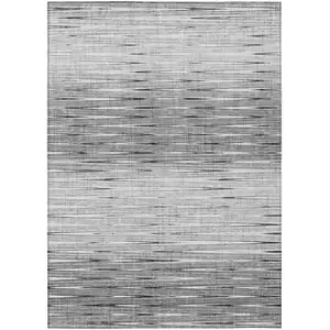 Photo of Gray And Charcoal Abstract Washable Indoor Outdoor Area Rug