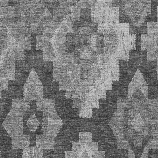 Gray And Charcoal Aztec Washable Indoor Outdoor Area Rug Photo 9