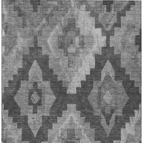 Gray And Charcoal Aztec Washable Indoor Outdoor Area Rug Photo 3