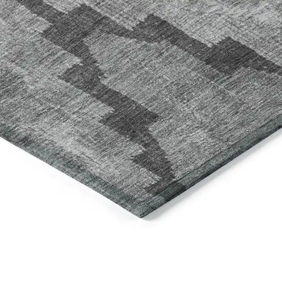 Gray And Charcoal Aztec Washable Indoor Outdoor Area Rug Photo 7