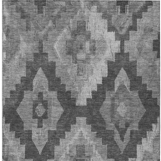 Gray And Charcoal Aztec Washable Indoor Outdoor Area Rug Photo 9