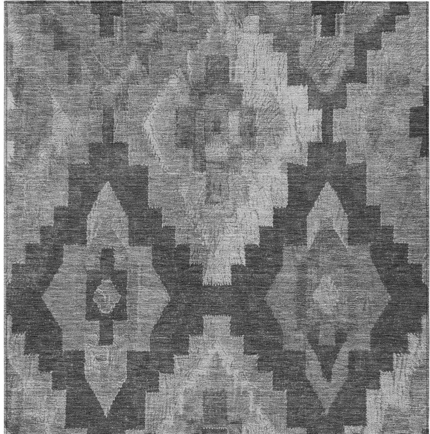 Gray And Charcoal Aztec Washable Indoor Outdoor Area Rug Photo 9